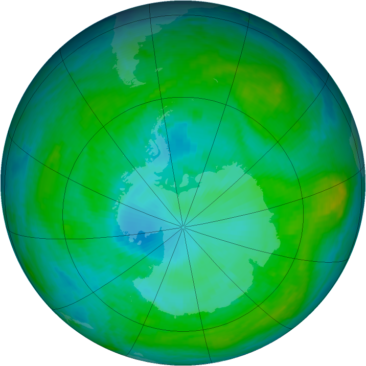 Antarctic ozone map for 09 January 2003